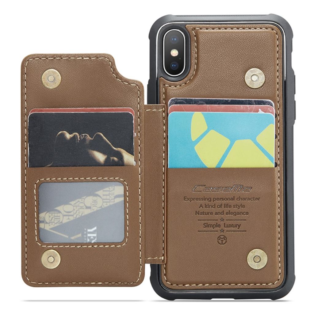 CASEME iPhone XS Max Pungcover med RFID Kortholder – Brun