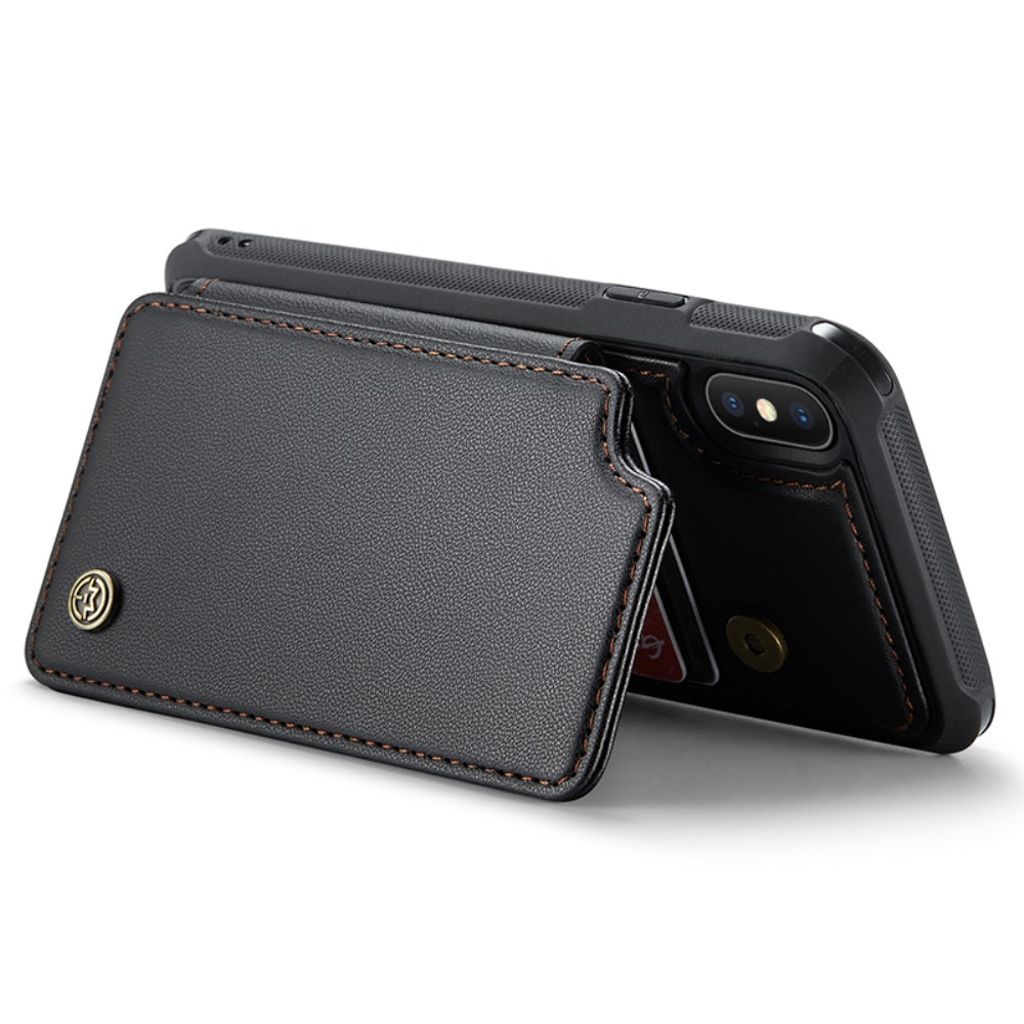 CASEME iPhone XS Max Pungcover RFID-blokerende Kortholder – Sort