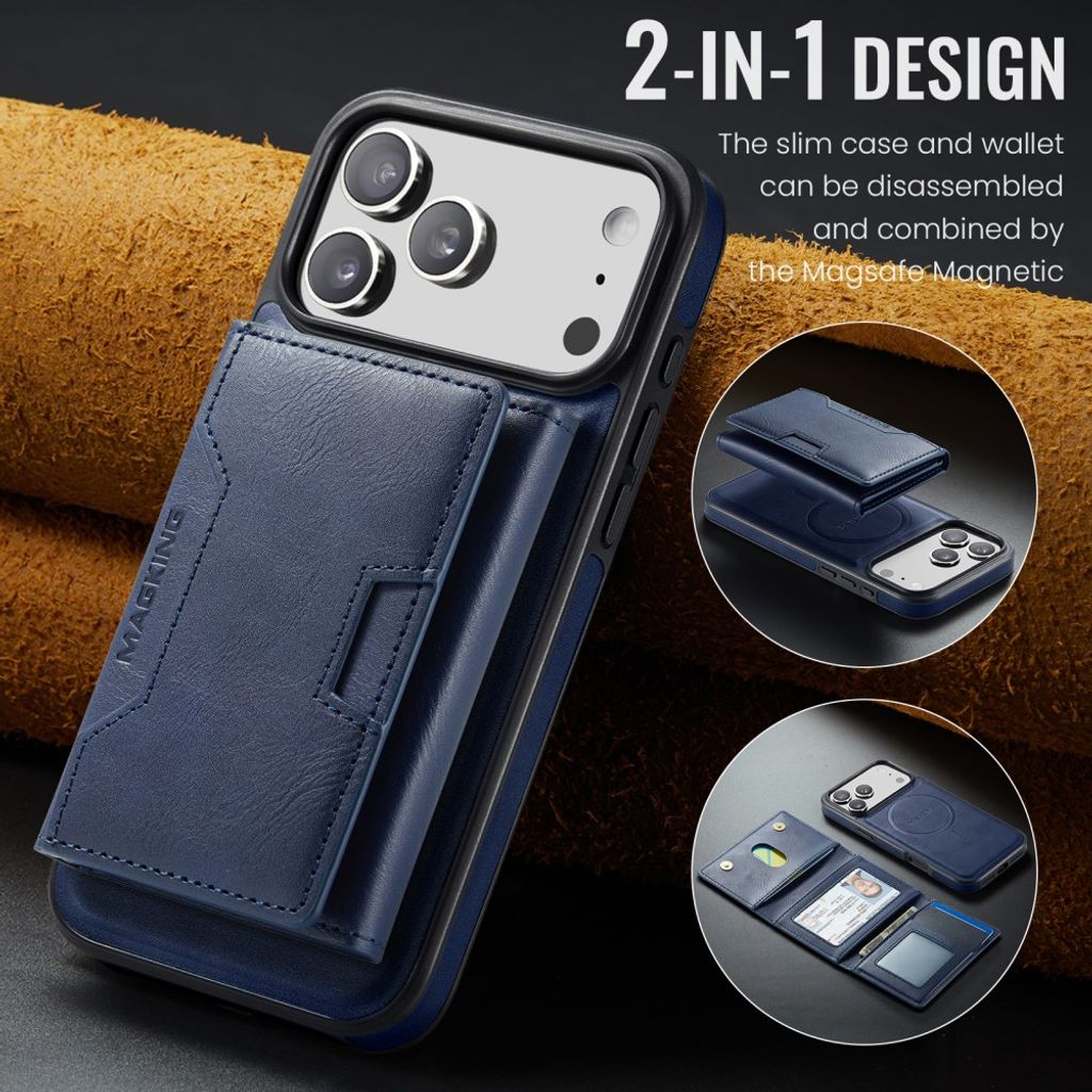 MAGKING iPhone 18 Pro Max/17 Pro Max MagSafe Kuori irrotettavalla lompakolla - Sininen