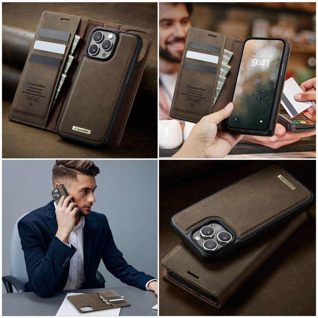 CASEME C49 iPhone 14 Pro Max Wallet Cover MagSafe RFID - Coffee