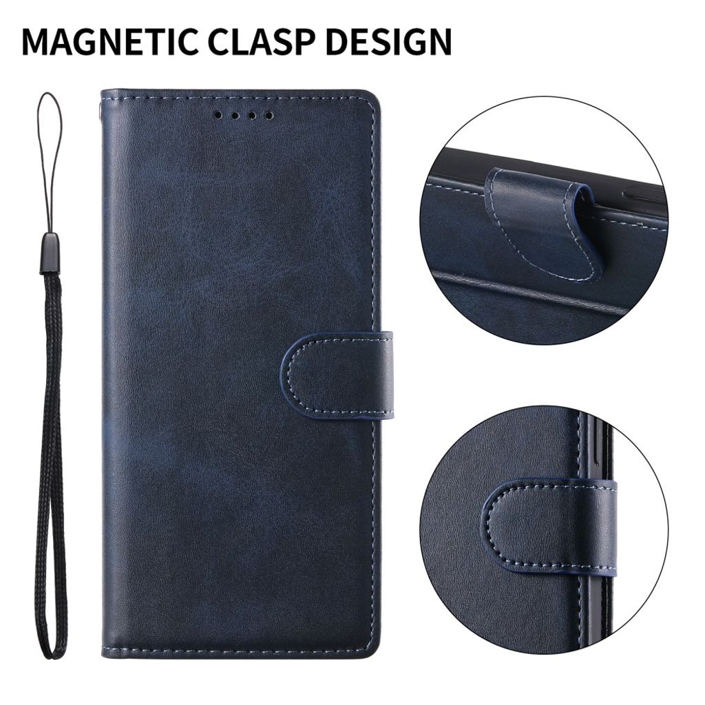 iPhone 18 Pro/17 Pro Plånboksfodral PU-läder med handledsrem – Blå