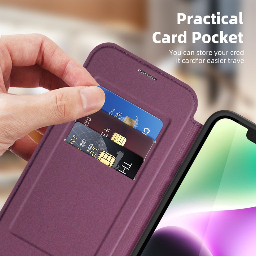 iPhone 14 Plus Lommeboketui MagSafe RFID-blokkerende – Mørklilla