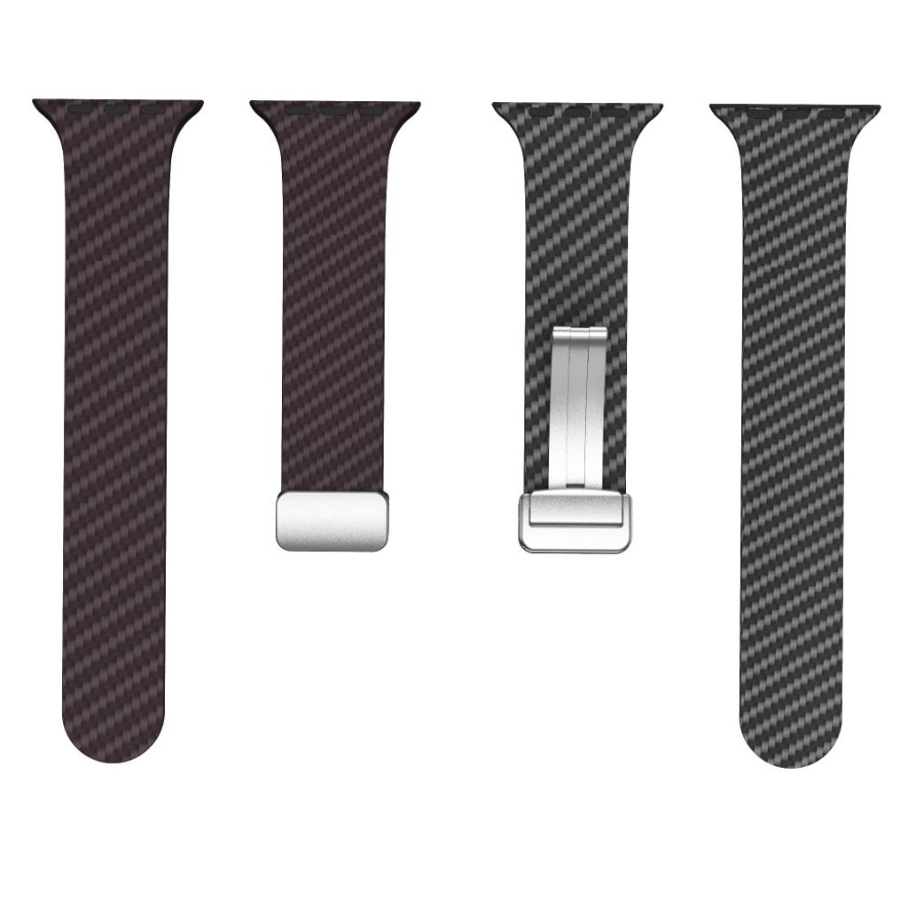 Apple Watch 49 / 46 / 44 / 42mm Klockarmband kolfibertextur - Mörkbrun/Svart