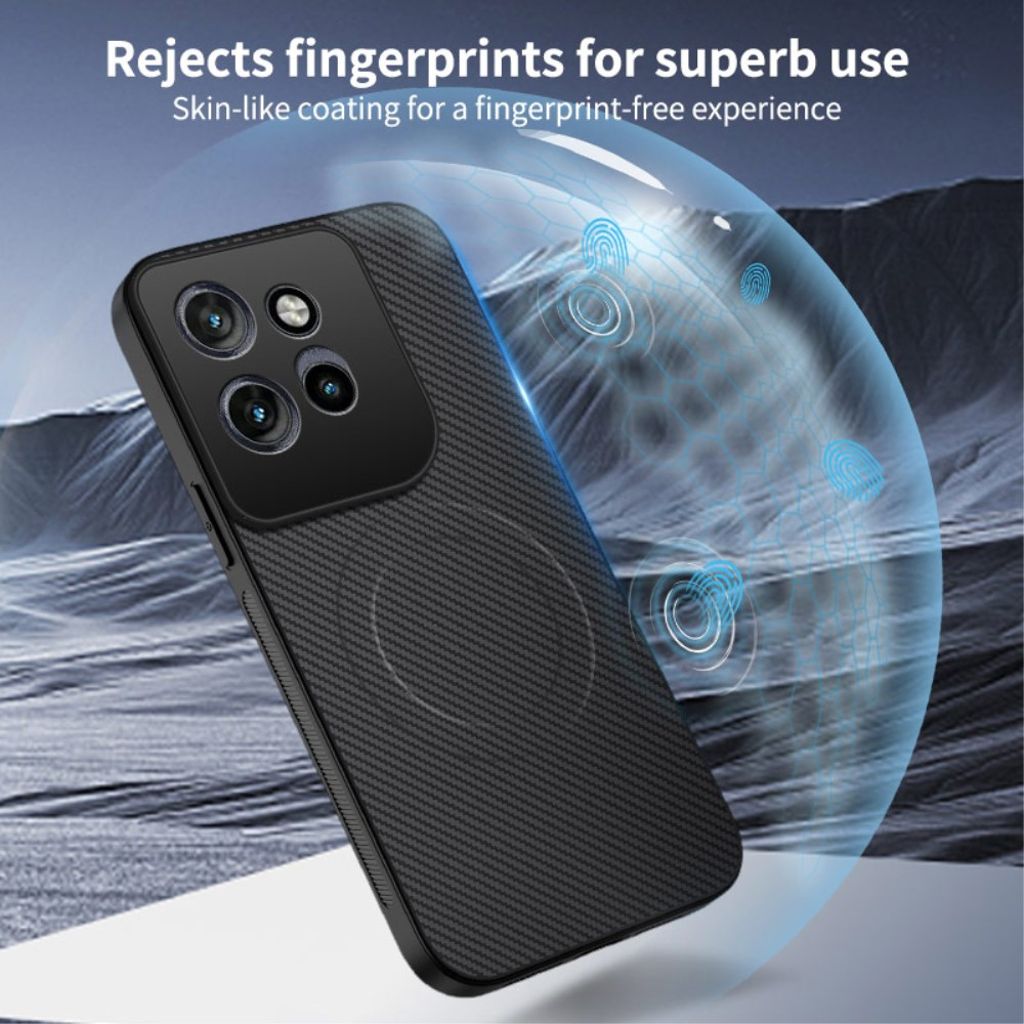 Motorola Edge 70 5G Kolfibertextur MagSafe-kompatibelt Skal – Blå