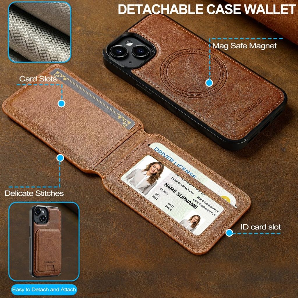 LC.IMEEKE iPhone 15 Plus Kuori MagSafe - Ruskea