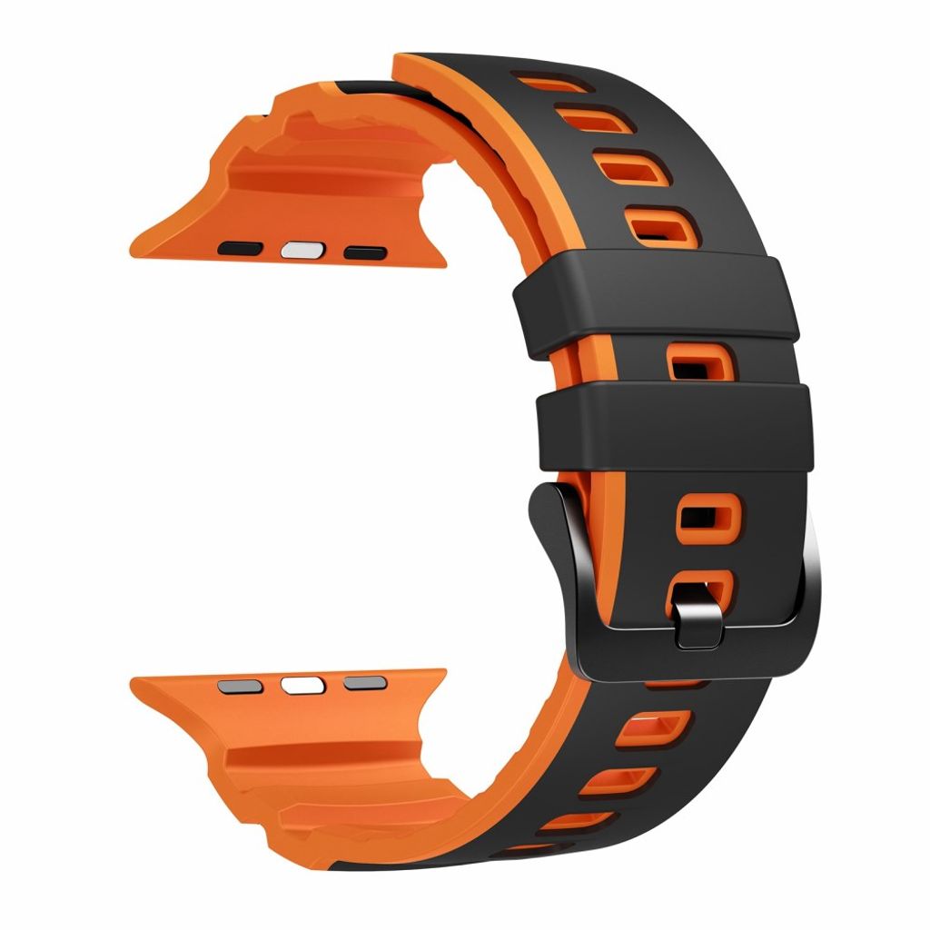 Apple Watch 49/46/44/42mm Tvåfärgat Klockarmband Silikon - Svart/Orange