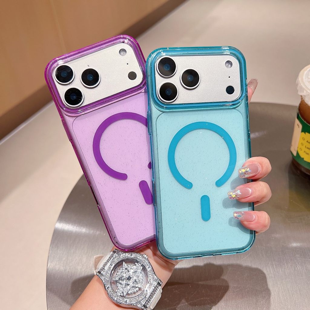 Glitter iPhone 18 Pro Max/17 Pro Max MagSafe-deksel – lilla