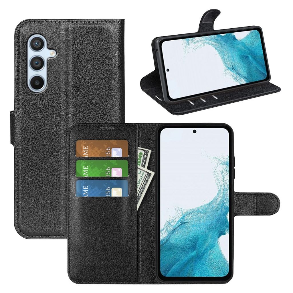 Samsung Galaxy A54 5G Lompakkokotelo Jalustalla PU-nahka/TPU - Musta