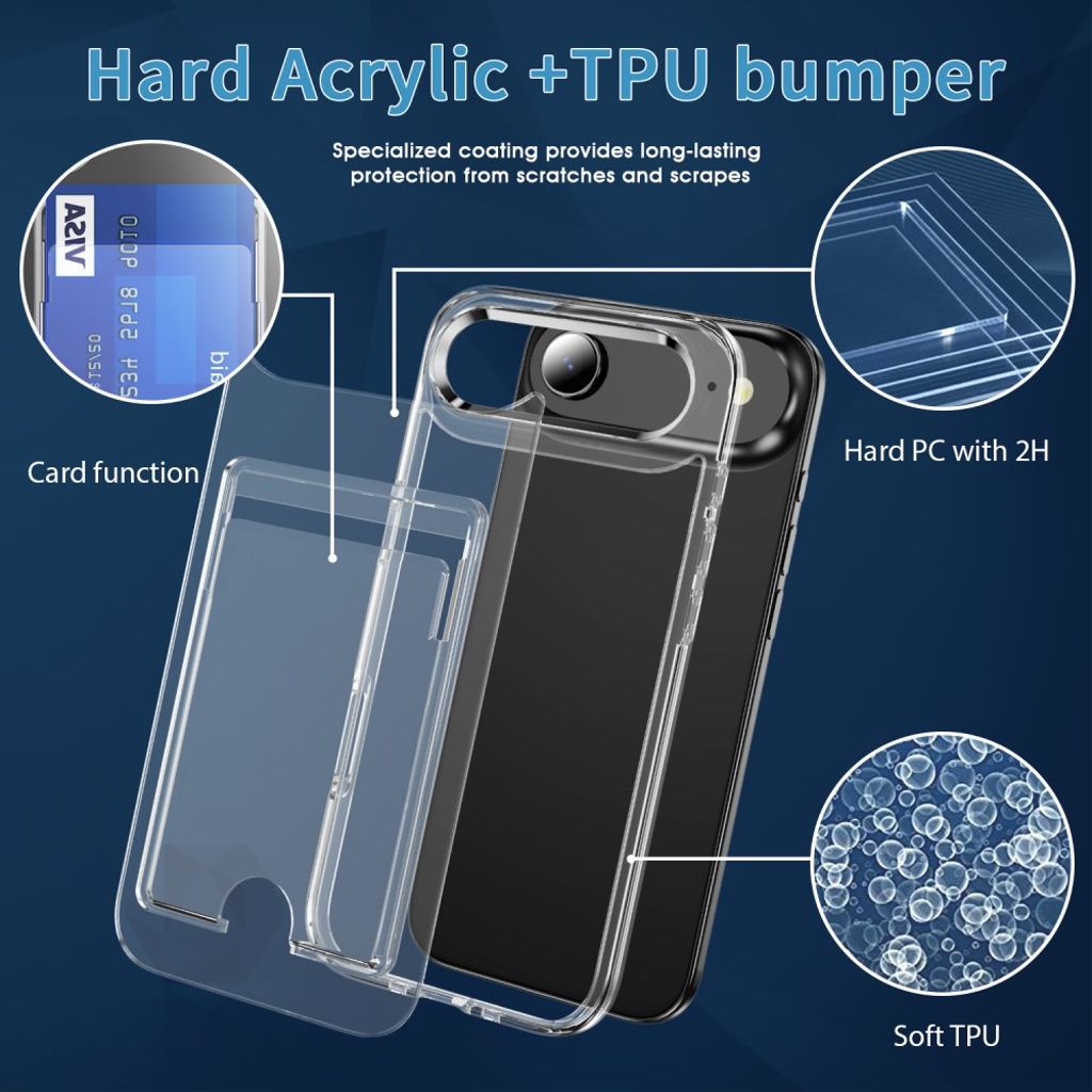 iPhone 17 Air Kuori, Korttipaikka, Akryyli - läpinäkyvä