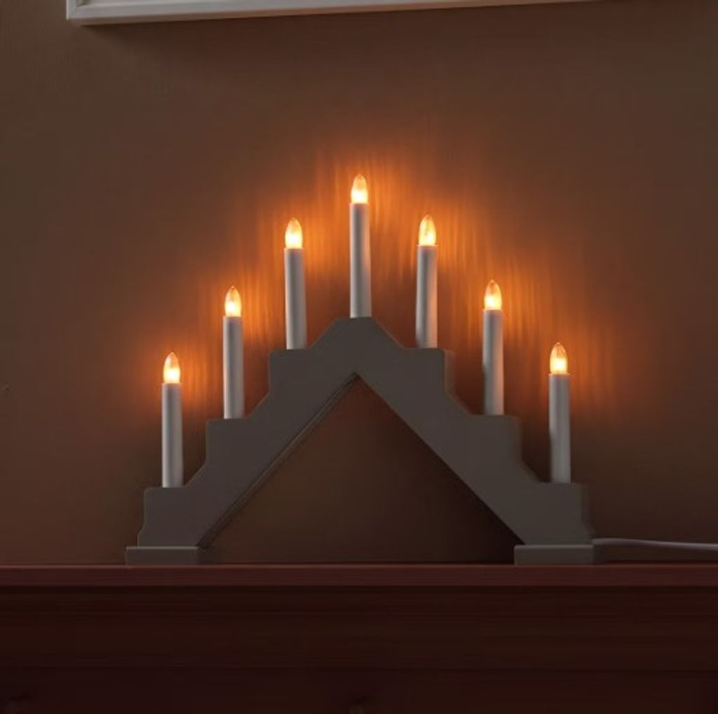 Northlight Anna Houten Adventskandelaar Beige 7 Lichtjes 38x31cm