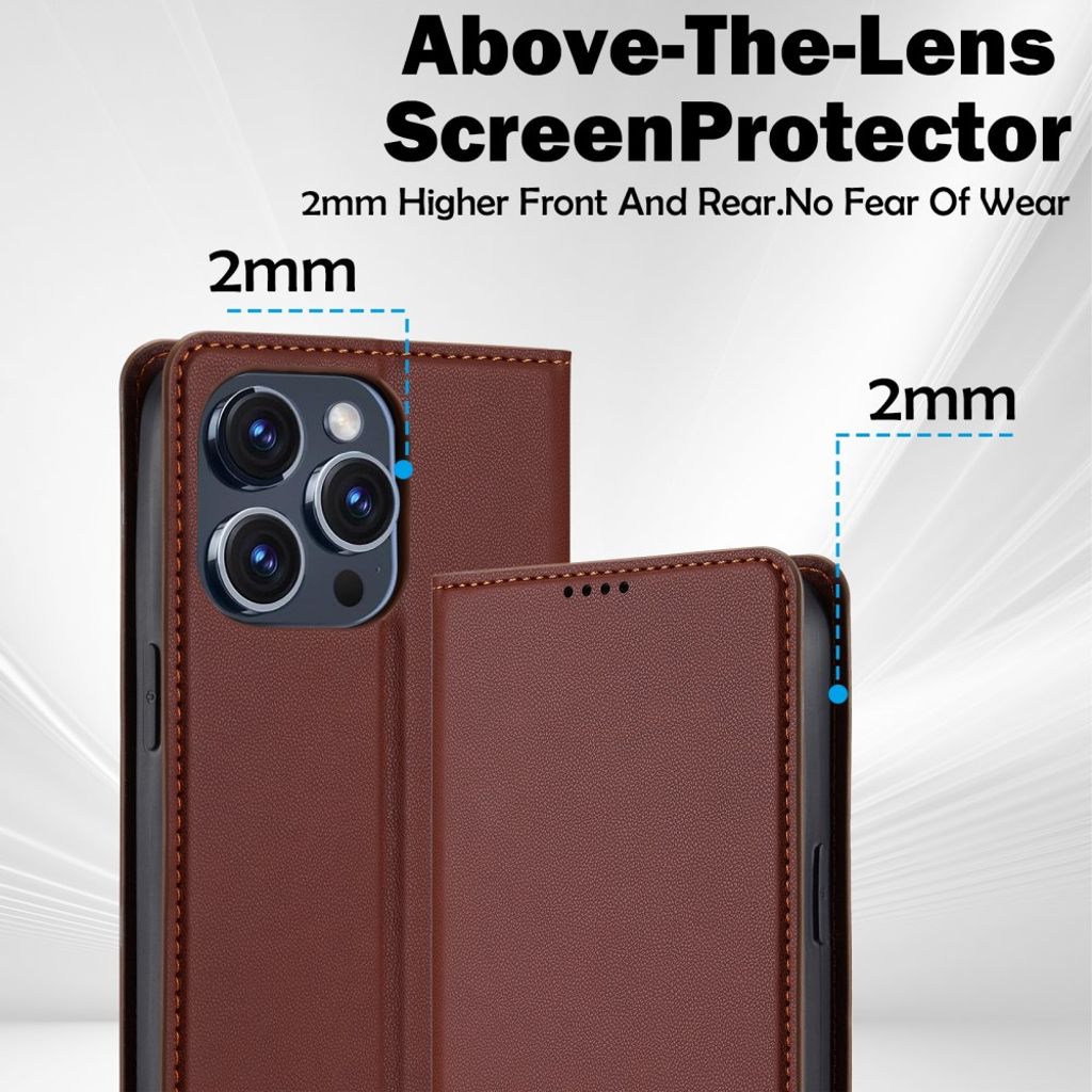 LC.IMEEKE iPhone 14 Pro Max Wallet Cover Stand - Brown