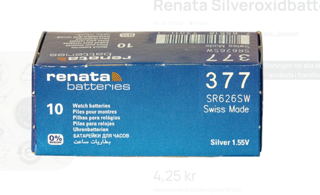 Renata sølvoxidbatteri 377, 1-pak