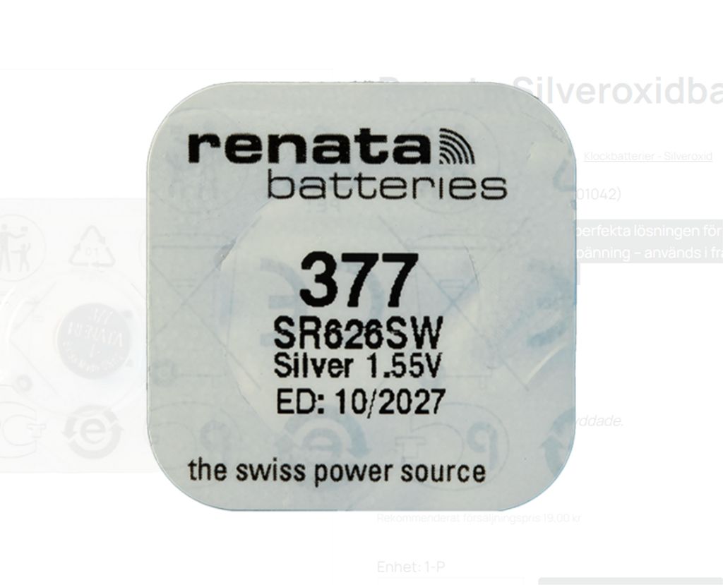 Renata sølvoxidbatteri 377, 1-pak