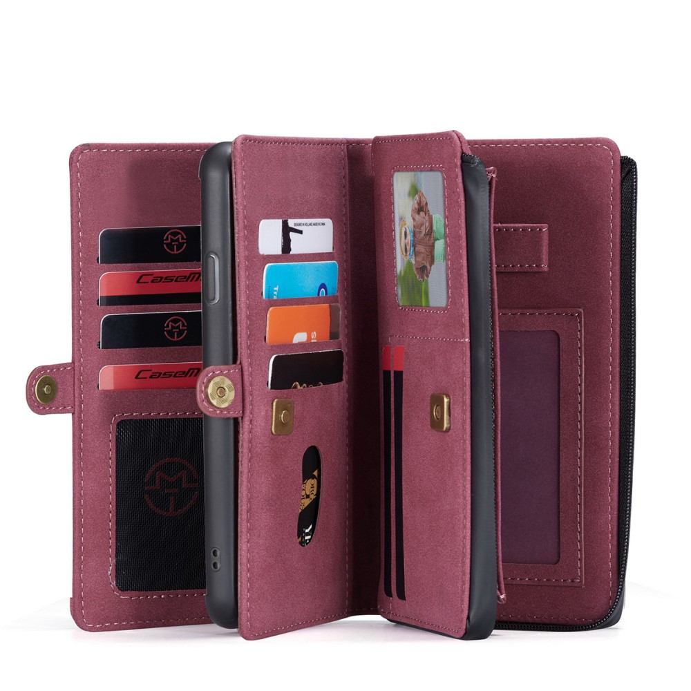 CASEME 2-i-1 XL Plånboksfodral + Avtagbart Skal för iPhone 7/8/SE - Röd