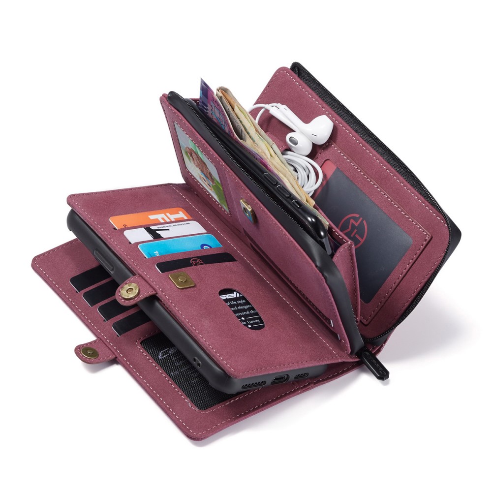 CASEME 2-i-1 XL Plånboksfodral + Avtagbart Skal för iPhone 7/8/SE - Röd