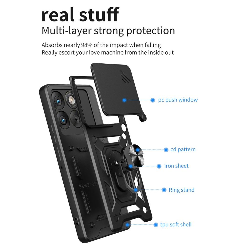 Motorola Edge 70 5G Skal med stativ och kameraskydd – Blå