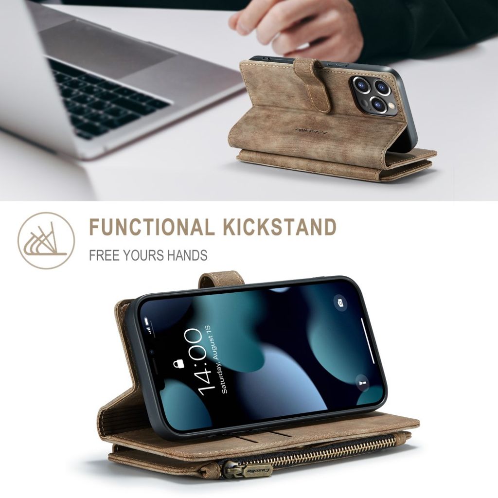 CASEME iPhone 13 Pro Lompakkokotelo Kortin Haltijalla - Ruskea