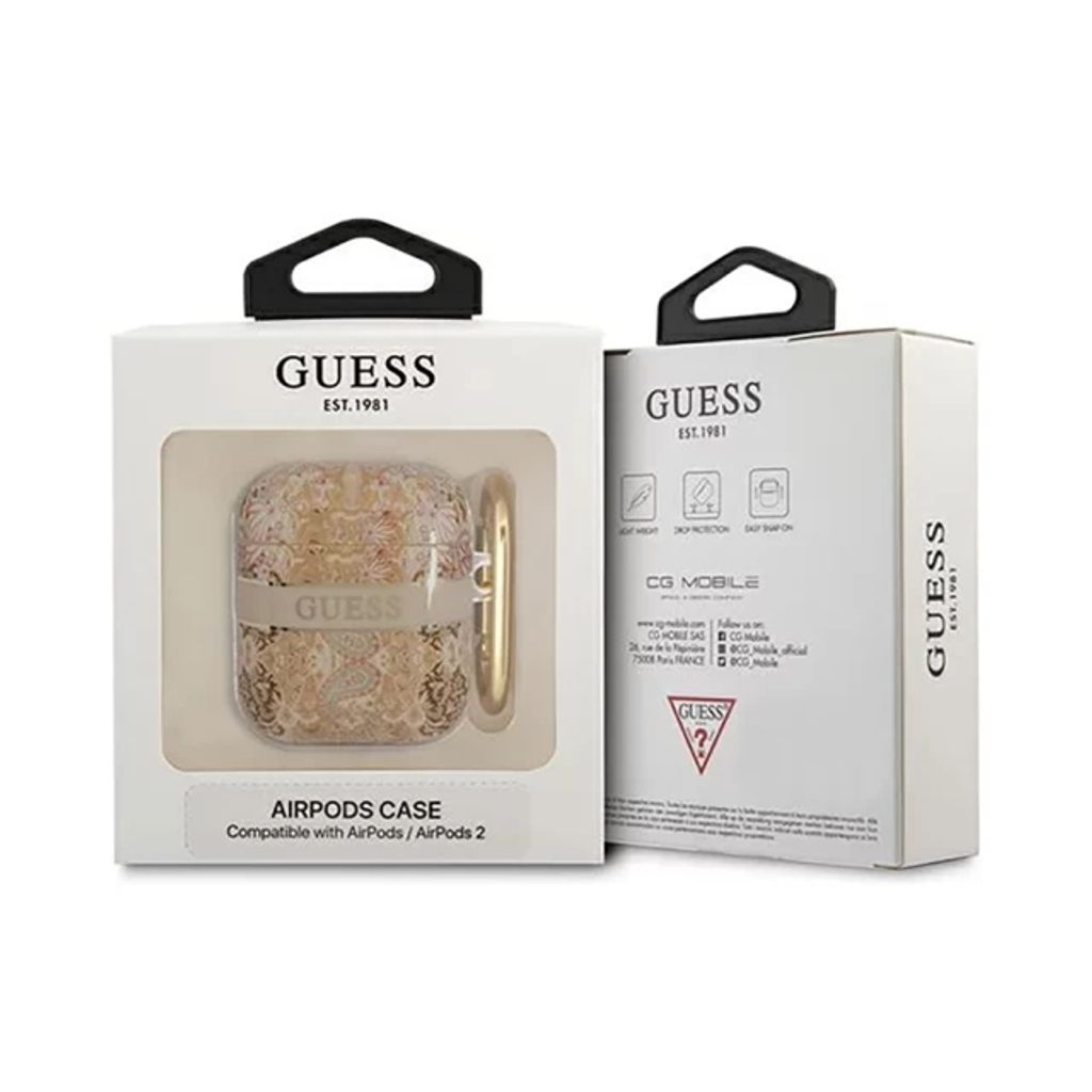 Guess Paisley Strap Etui till AirPods 1/2 - Guld