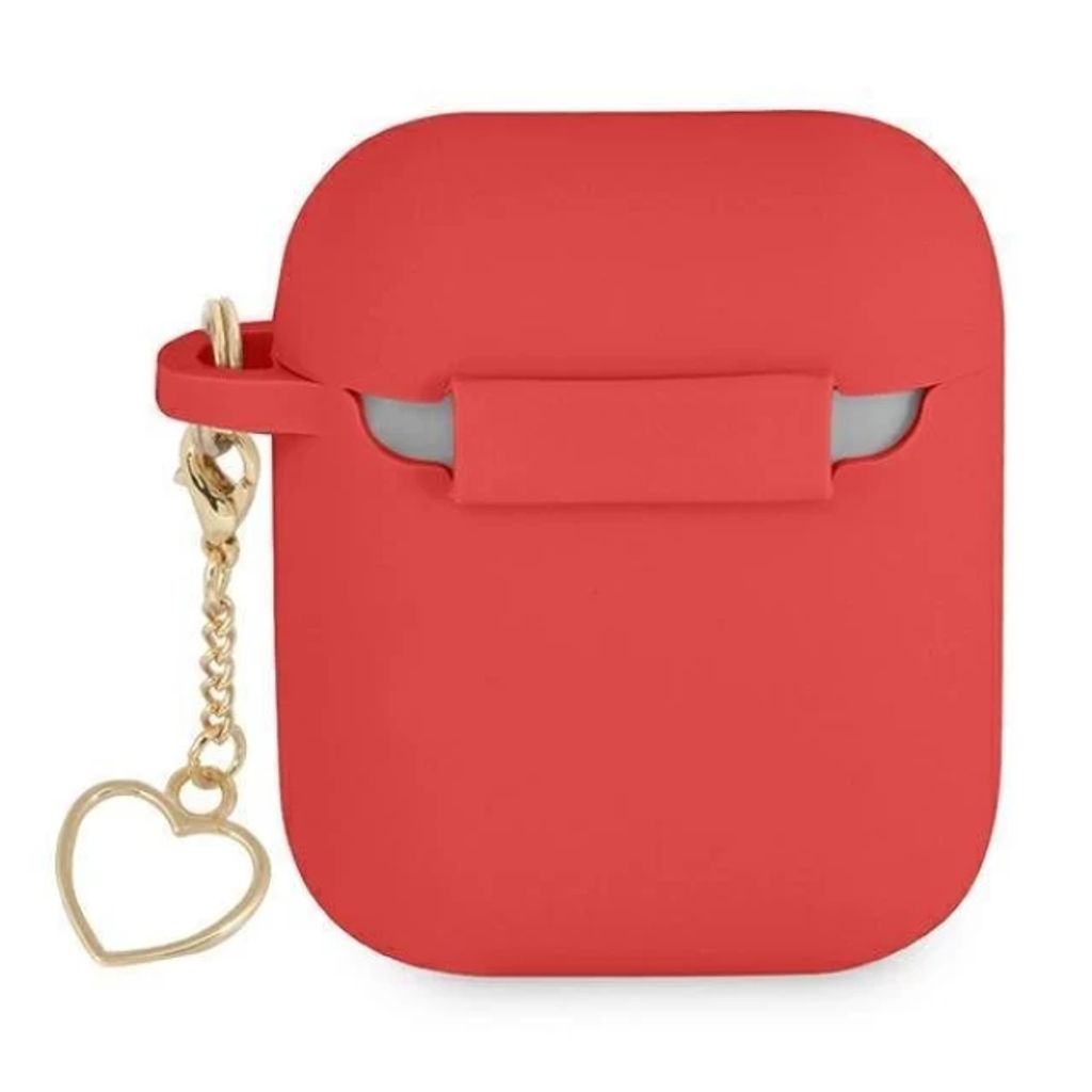 Guess Charm Heart Silikon Fodral till AirPods 1/2 - Röd