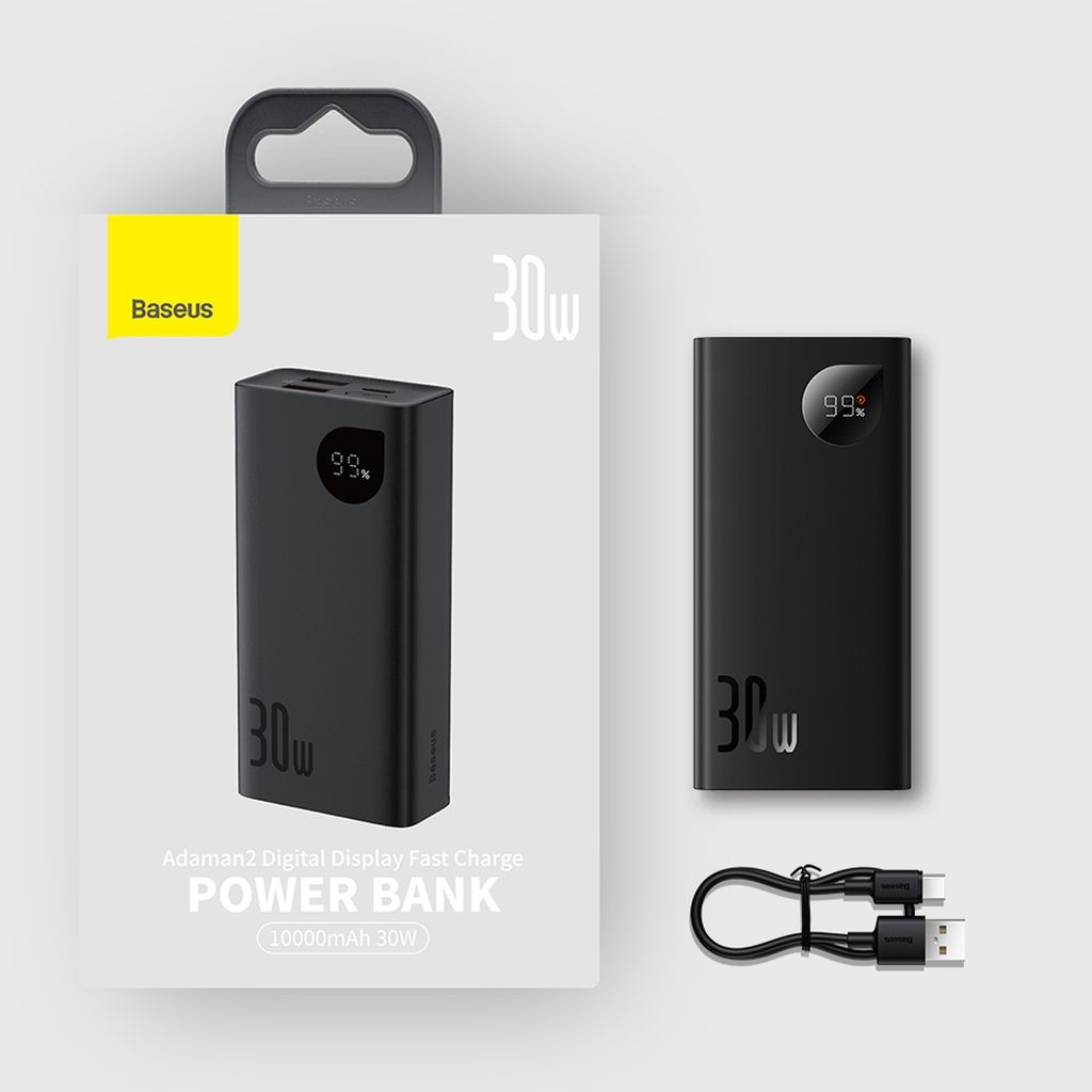 Baseus Adaman2 powerbank digital display 10000mAh 30W svart