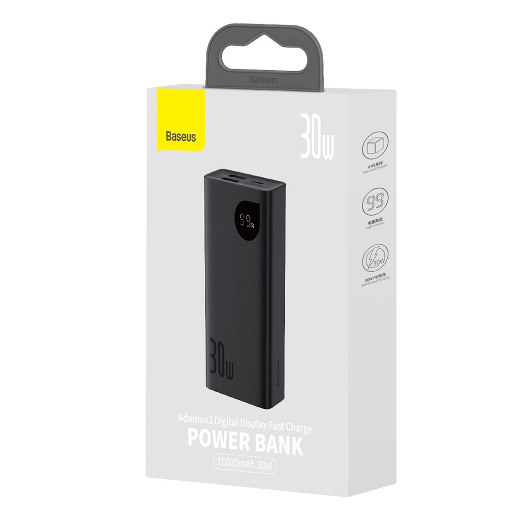 Baseus Adaman2 powerbank digital display 10000mAh 30W svart