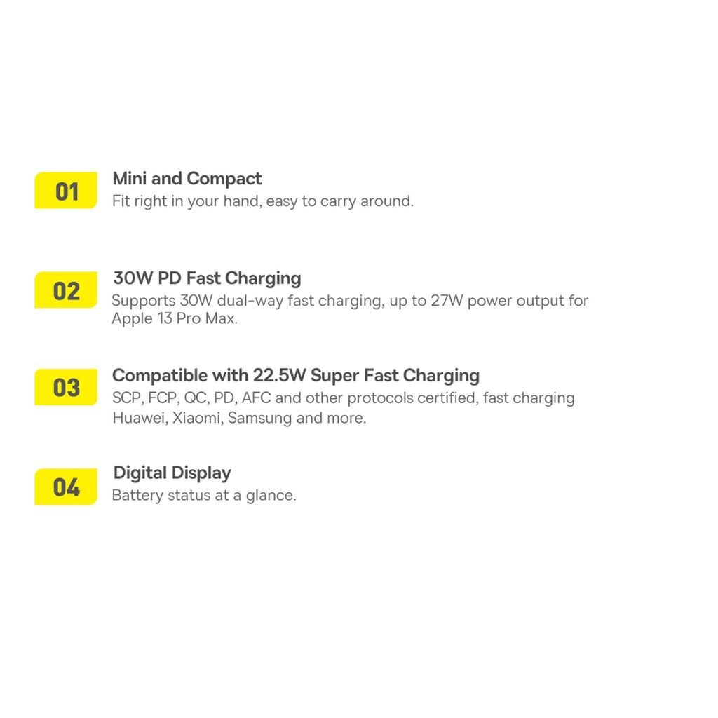 Baseus Adaman2 powerbank digital display 10000mAh 30W svart
