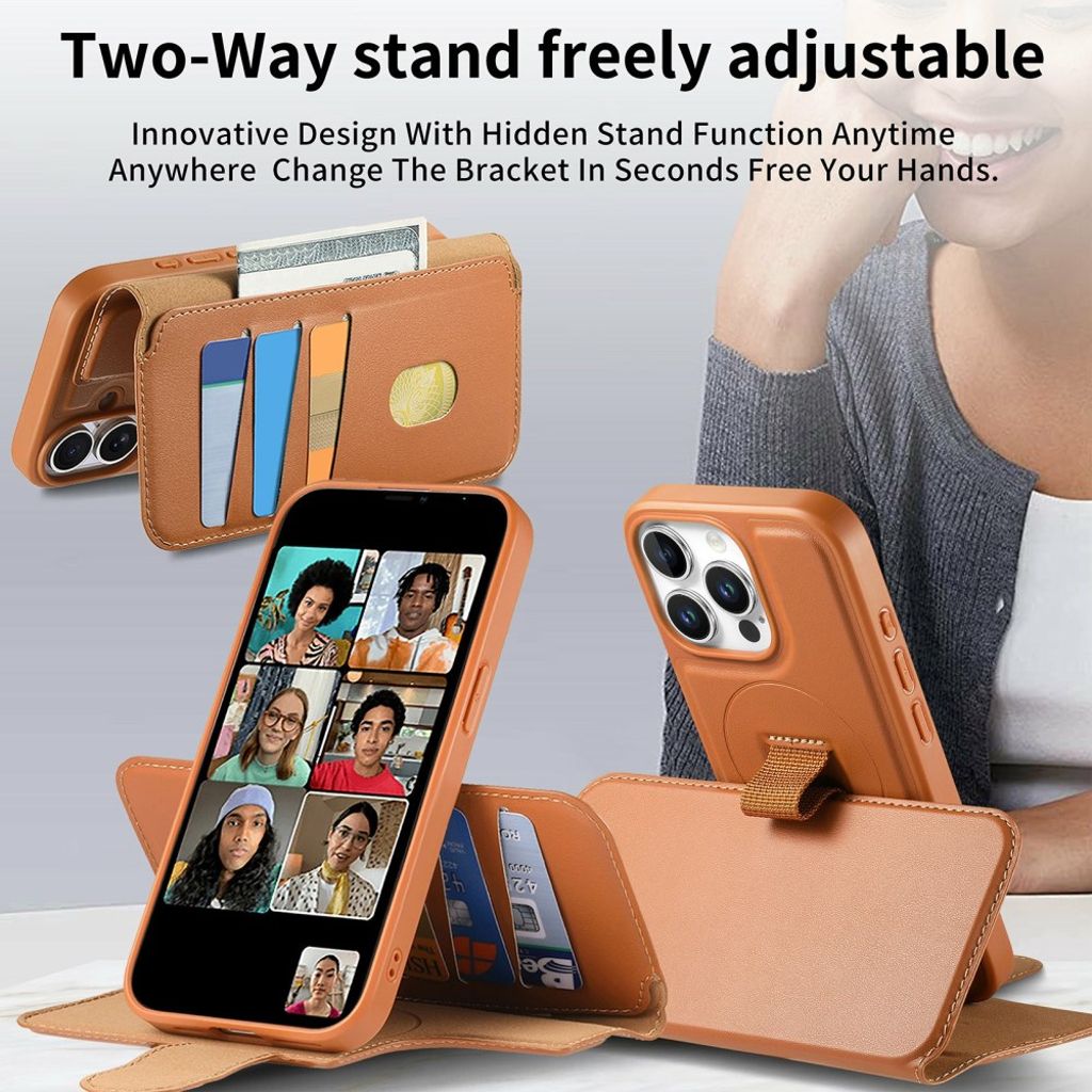 CASENEO iPhone 15 Pro MagSafe Wallet Cover RFID Blocking - Brown