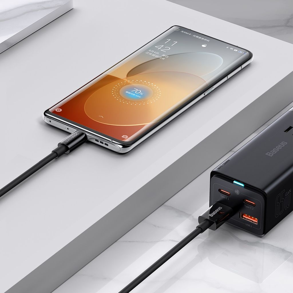 Baseus Superior Series SUPERVOOC USB-A til USB-C kabel 65W 2m sort
