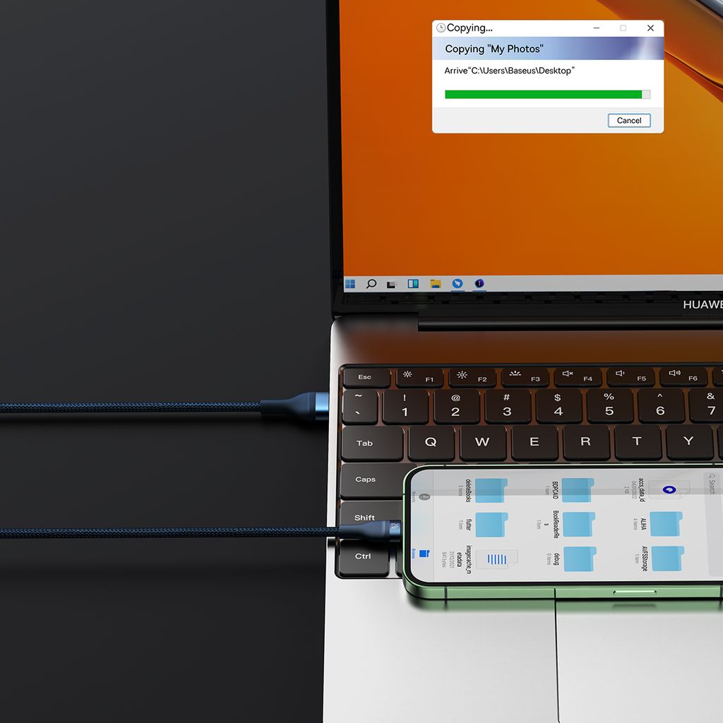 Baseus Flash Series Ⅱ 3in1 fast charging kabel USB-A til USB-C/Micro-USB/Lightning 66W 1.2m blå