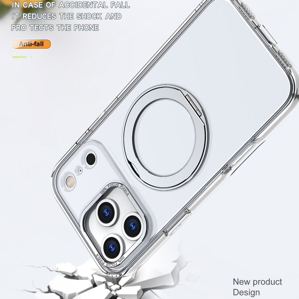 iPhone 18 Pro Max/17 Pro Max MagSafe Skal med Ringstativ - Transparent