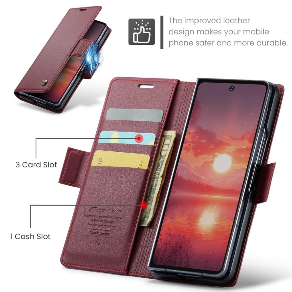 CASEME Samsung Galaxy Z Fold7 5G Fodral med RFID-blockering - Röd