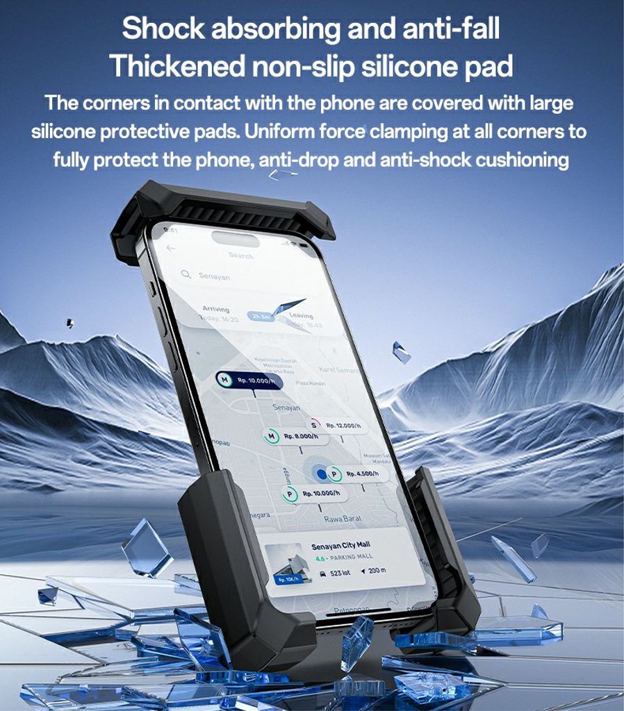 YESIDO C331 mobiltelefonholder med solskjerm for sykkel/motorsykkel/elscooter - Svart