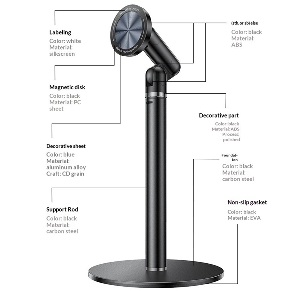 Yesido C303 Magnetisk Smarttelefonholder for Skrivebord - Svart