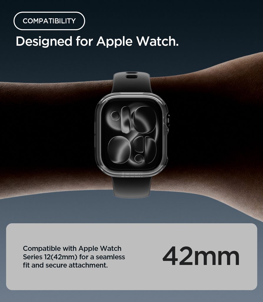 Spigen Apple Watch 12 (42mm) kuori Thin Fit - Läpinäkyvä