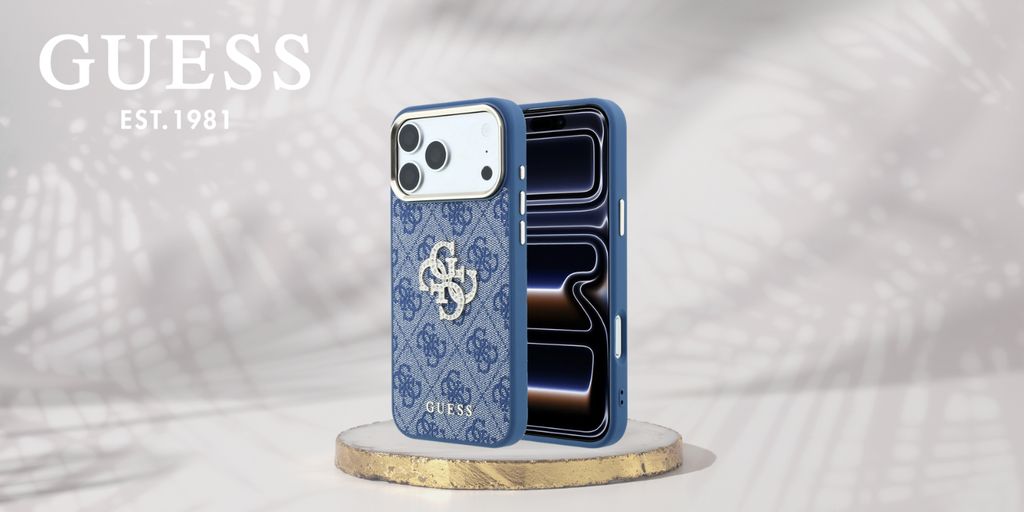 Guess Big Strass Logo 4G -kuori  iPhone 18 Pro Max/17 Pro Max:lle - Sininen