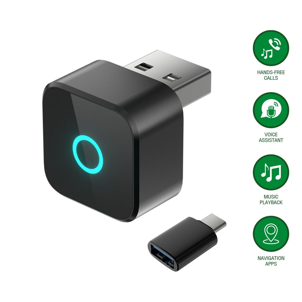 4Smarts trådløs CarPlay / Android Auto-adapter - svart