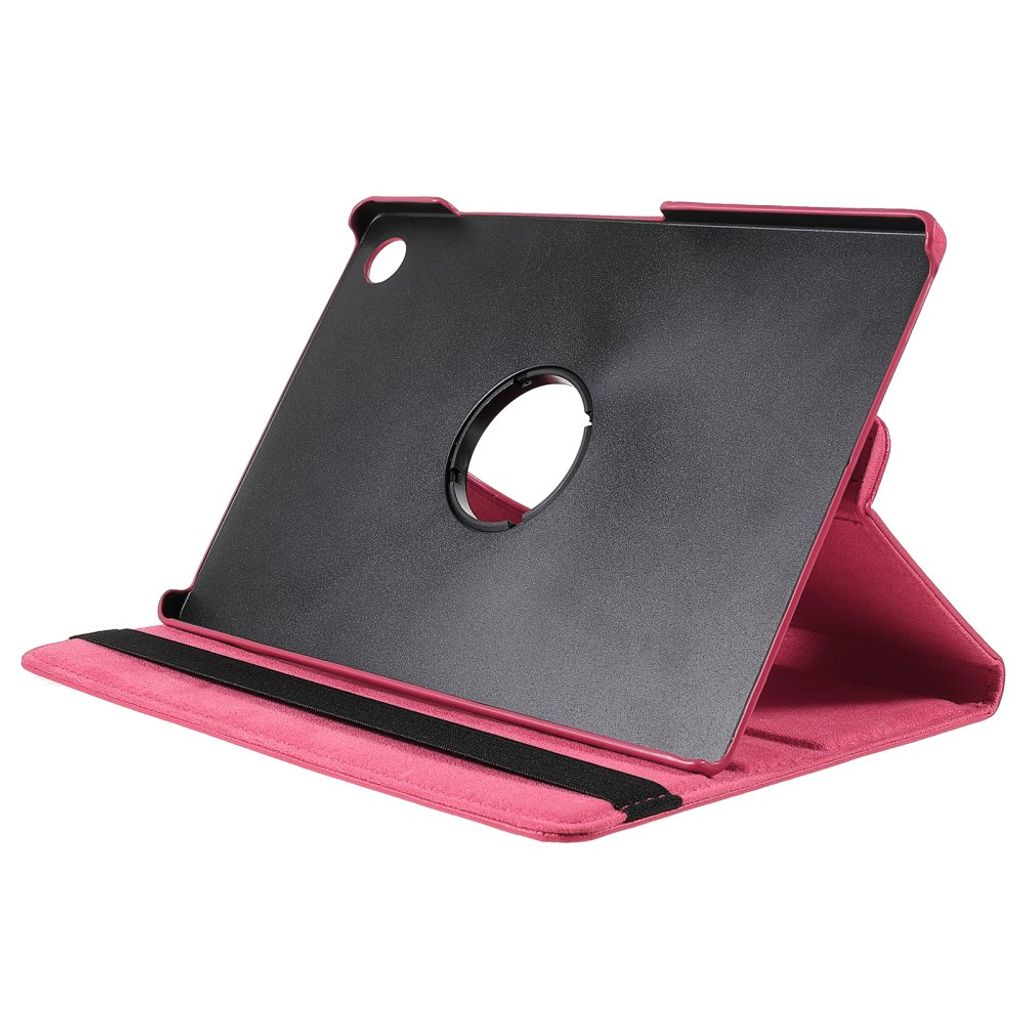 Samsung Galaxy Tab A11 Plus Etui med Roterende Stativ PU-lær - Rosa