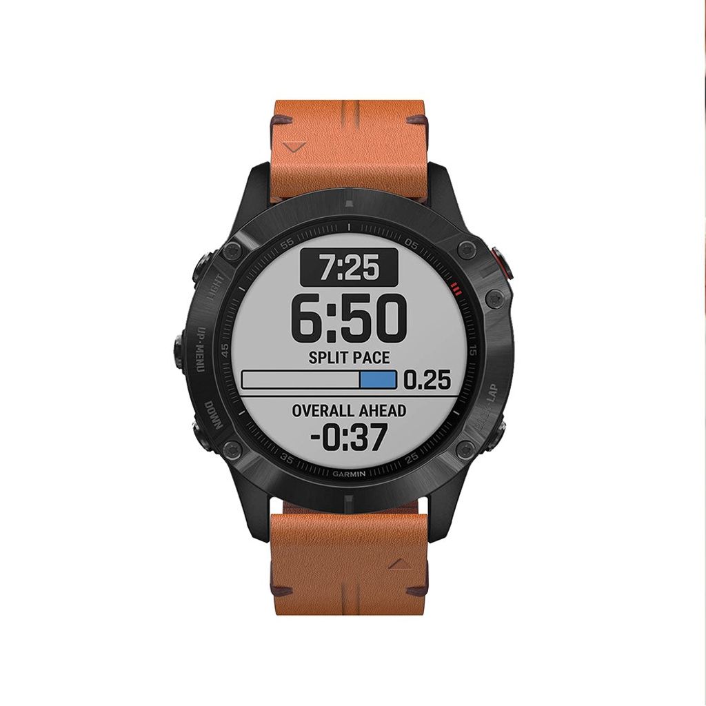 Garmin Fenix 6/5/5 Plus/Forerunner935 etc. klokkerem i ekte skinn – brun