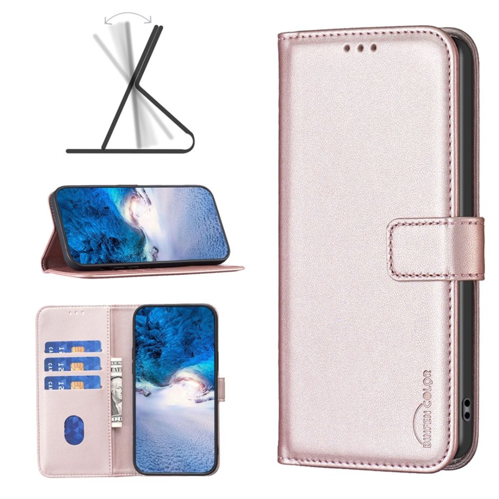 BINFEN COLOR iPhone 15 Wallet Cover Stand – Rose Gold