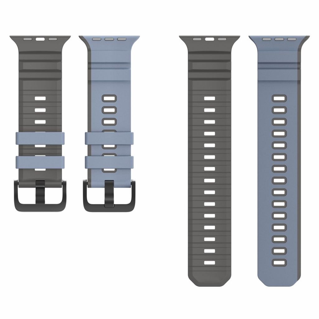 Apple Watch 49/46/44/42mm Tvåfärgat Klockarmband Silikon - Blå/Grå