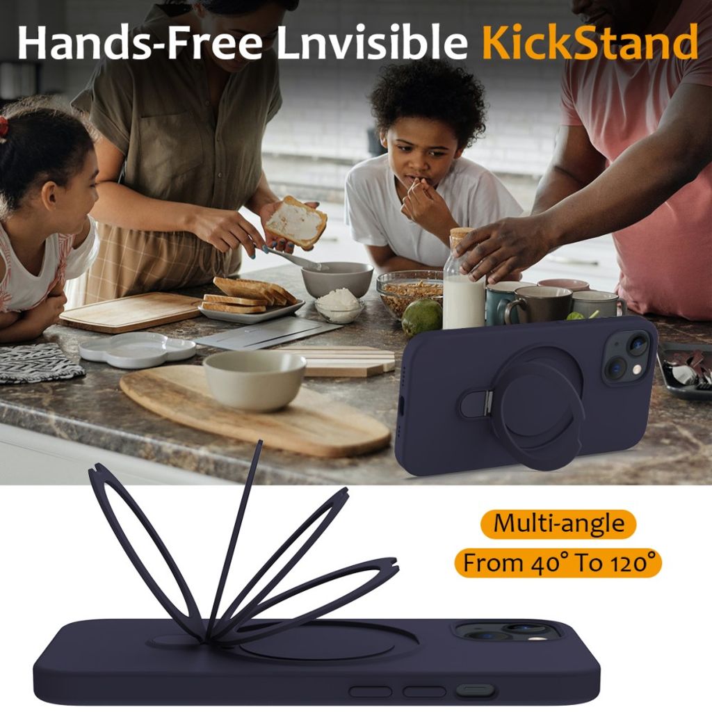 iPhone 15 Plus MagSafe Case with Ring Stand - Midnight Blue