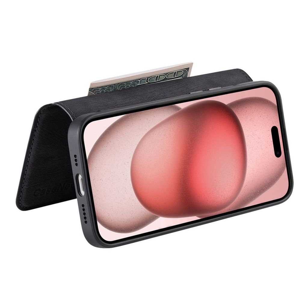 CASENEO iPhone XS Max Magnetisk Pungcover med Stativ – Sort