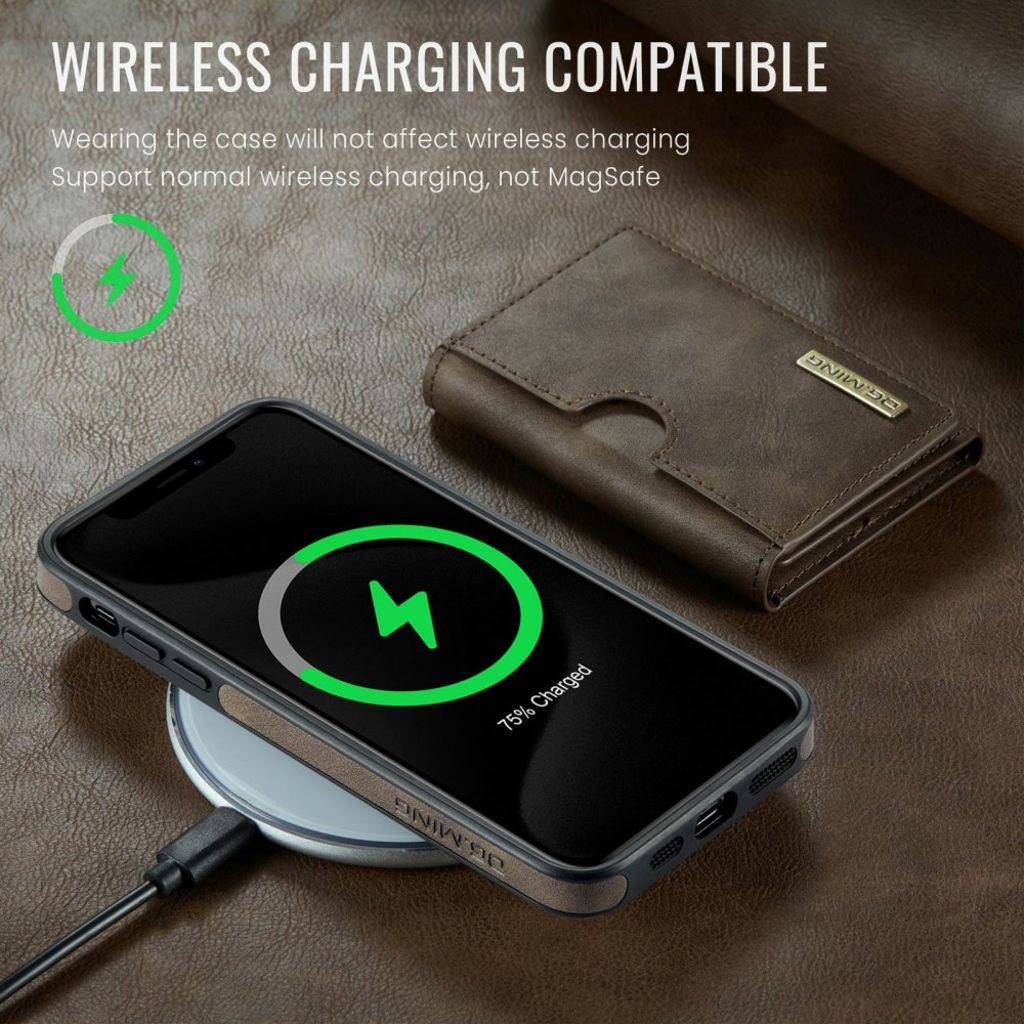 DG.MING iPhone 11 Pro Max Lompakkokuori Magneettinen RFID – Kahvinruskea