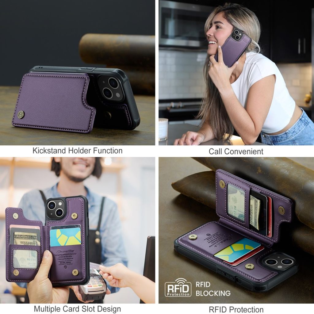 CASEME iPhone 15 RFID-blokerende Kortholder Cover – Lilla