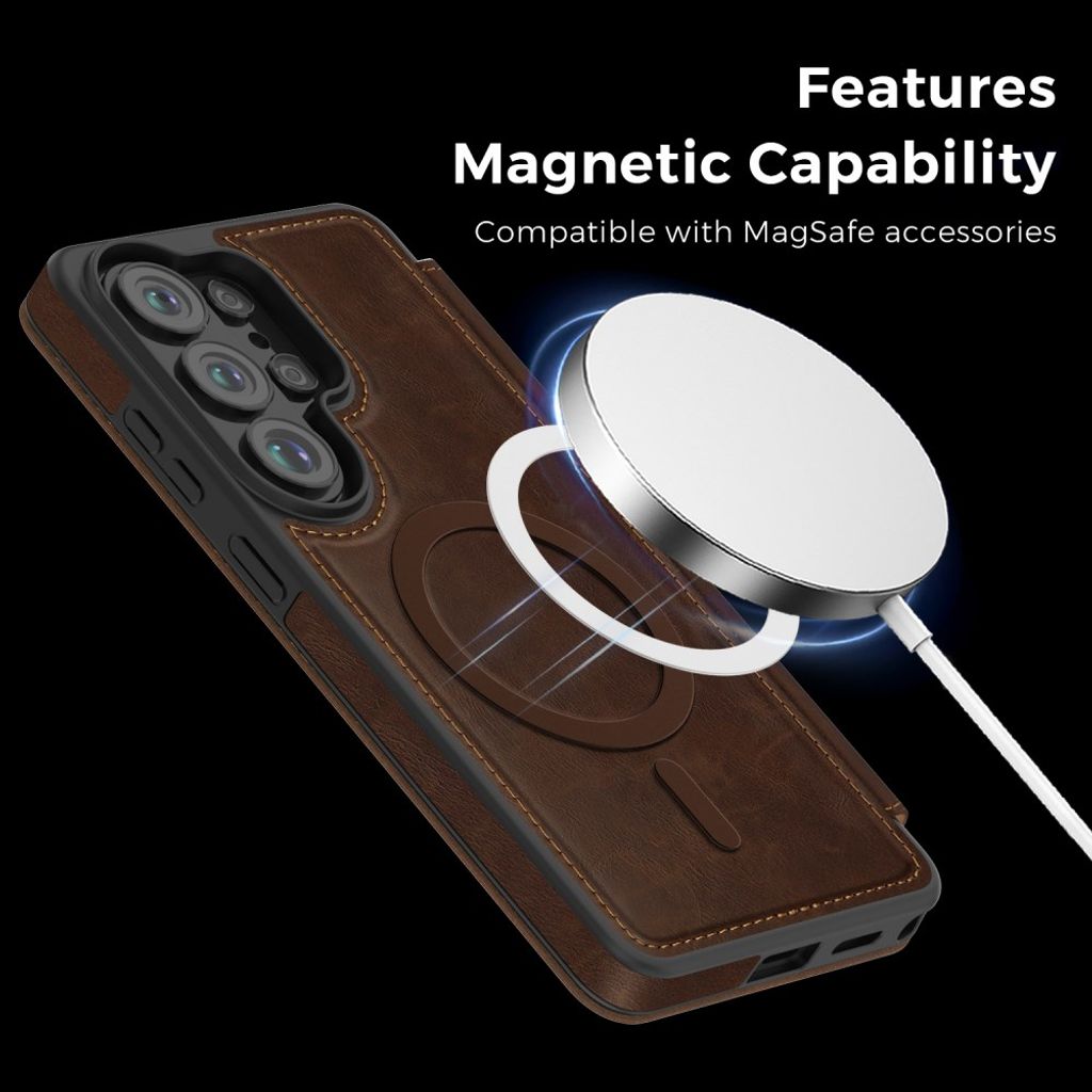 Samsung Galaxy S26 Ultra MagSafe Lompakkokotelo - Tummanruskea