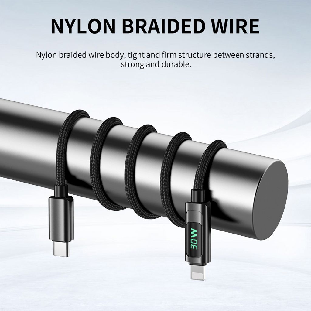 NEXTBATT USB-C til Lightning-kabel 30W, 3A, 1m - Sort