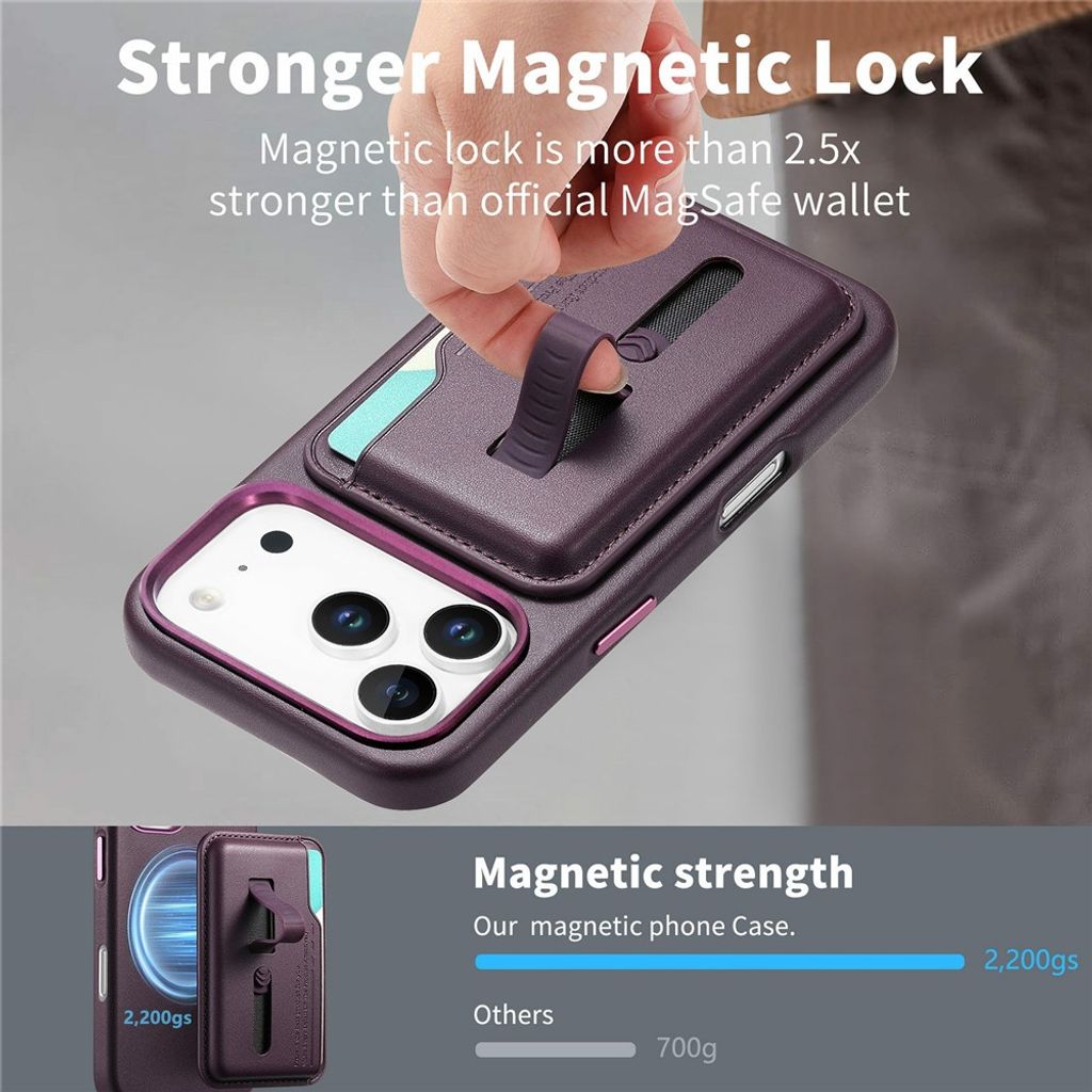 iPhone 18 Pro Max/17 Pro Max MagSafe Cover med aftagelig pung - Lilla