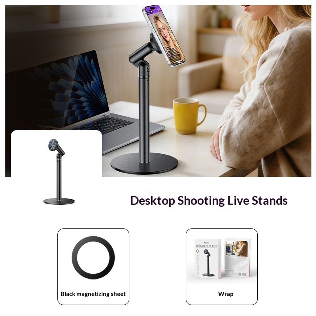 Yesido C303 Magnetisk Smarttelefonholder for Skrivebord - Svart