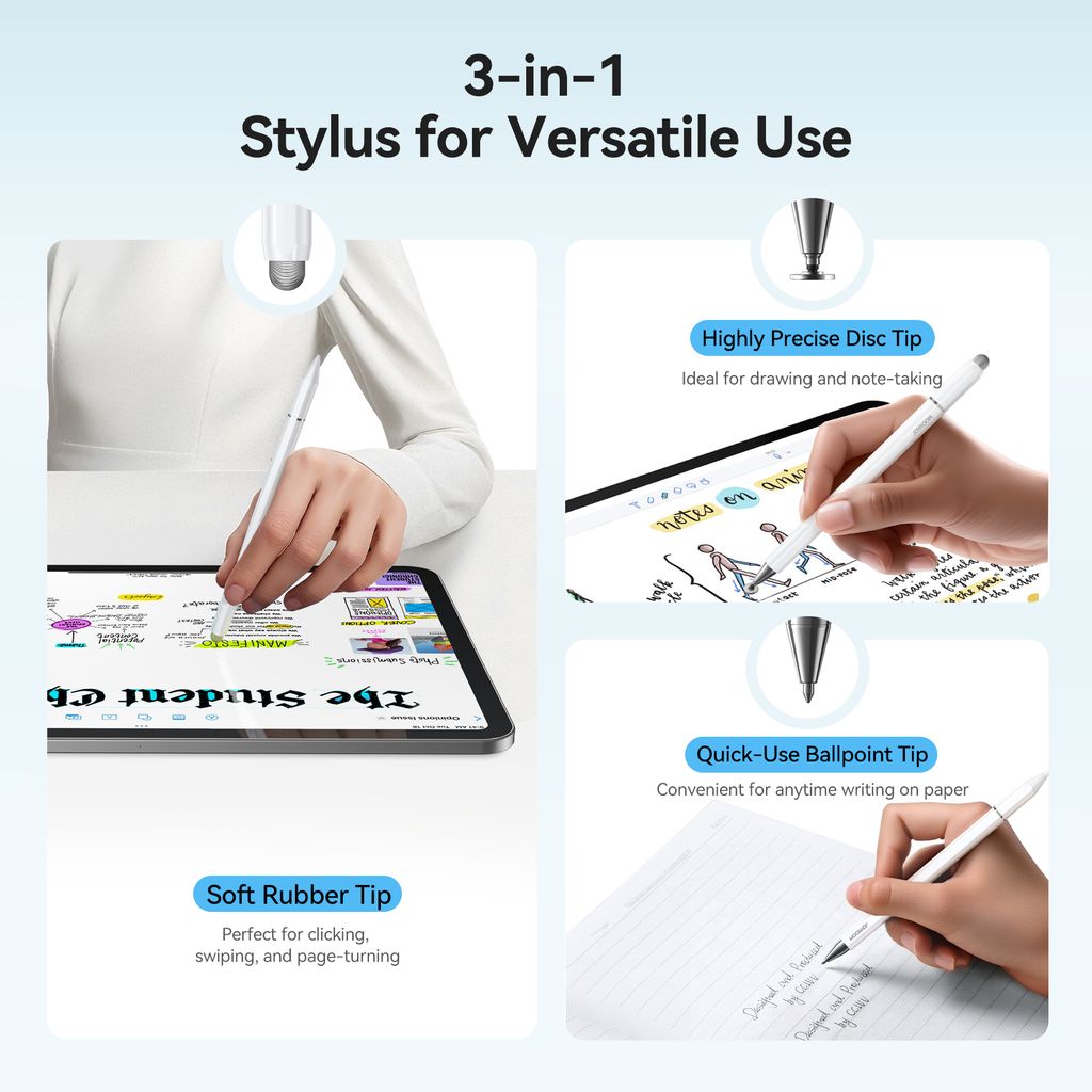 Joyroom JR-BP561 3-in-1 Magnetisk Styluspenna - Vit