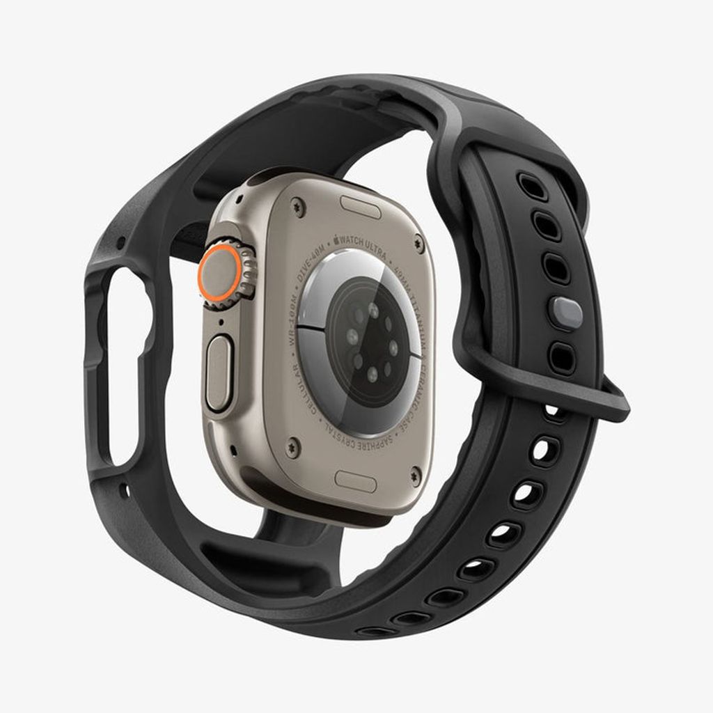 Spigen Apple Watch Ultra 4/3/2/1 49mm Kellonranneke & Kuori Liquid Air Pro - Musta